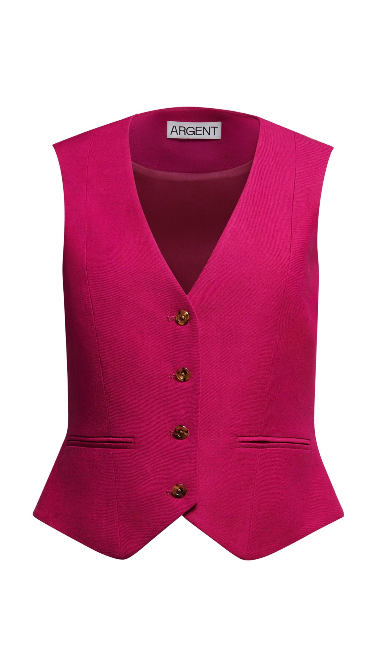 Waistcoat in Viscose Linen Twill | Fuchsia