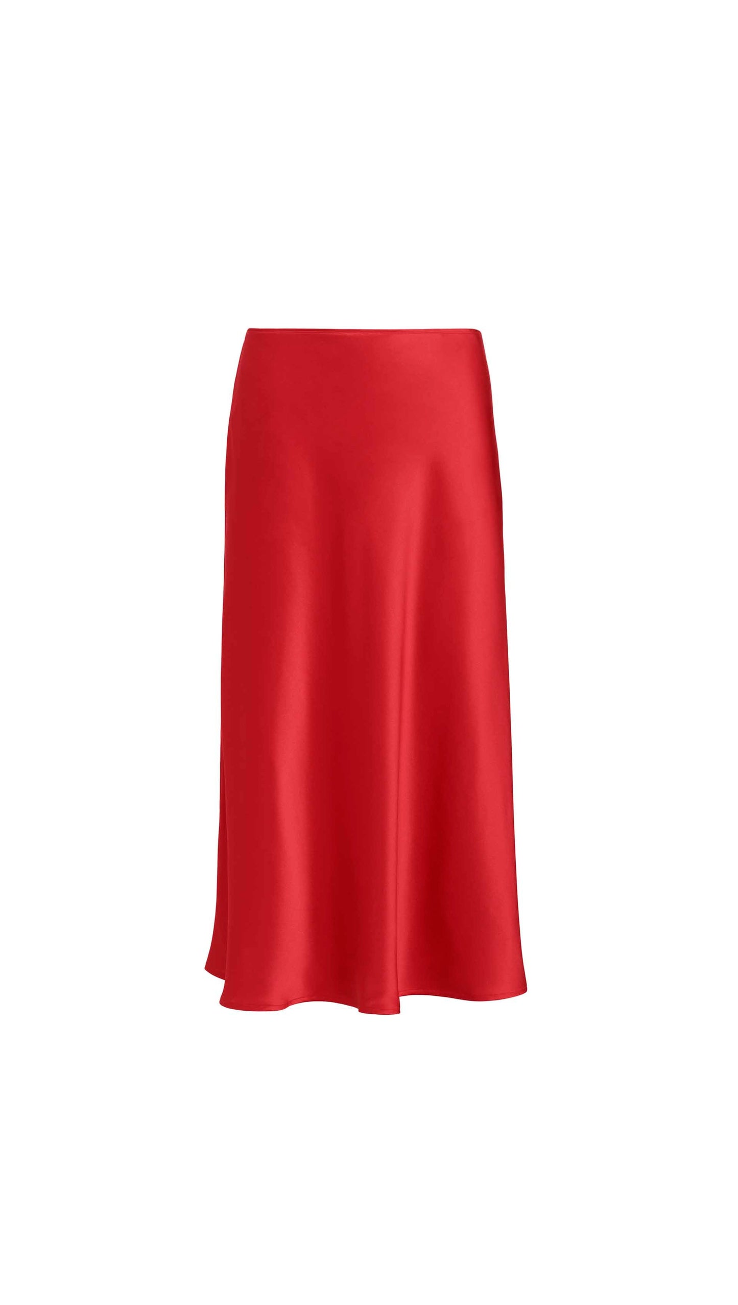 Bias Midi Skirt in Silk Charmeuse | Ruby Red