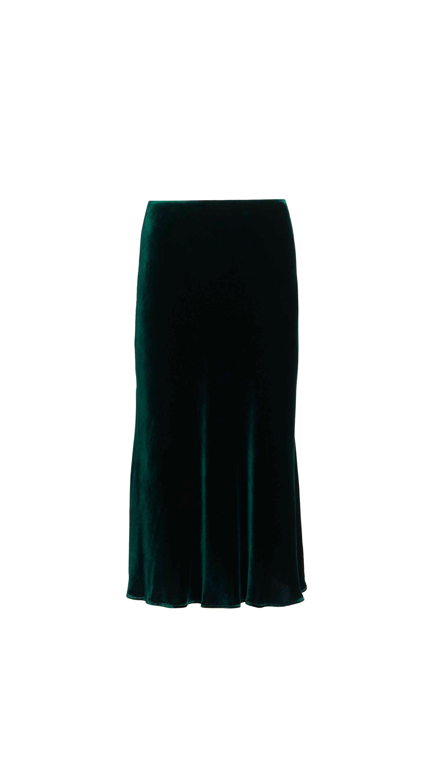 Bias Midi Skirt in Velvet | Deep Forest
