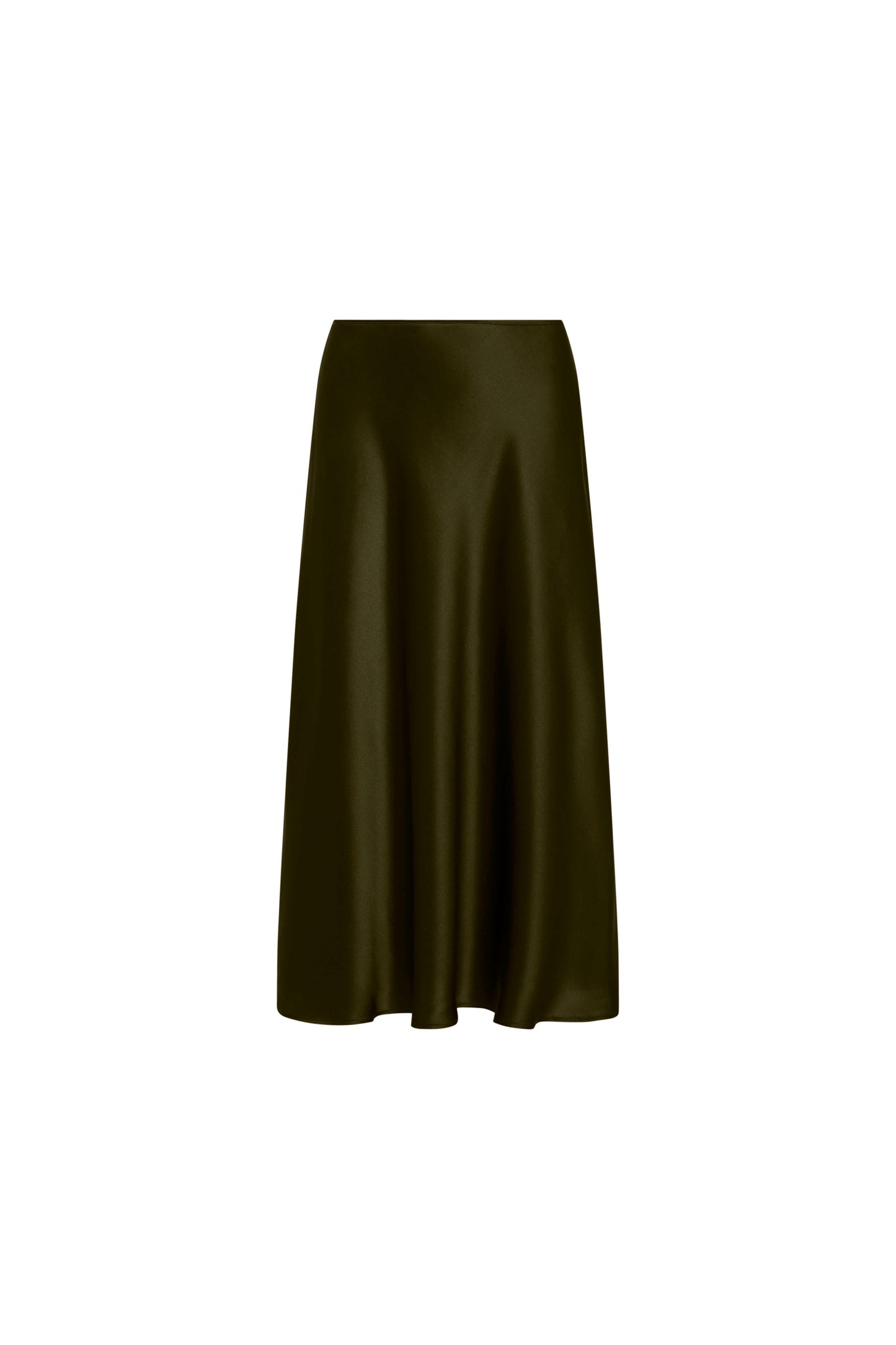 Bias Midi Skirt in Silk Charmeuse | Basil