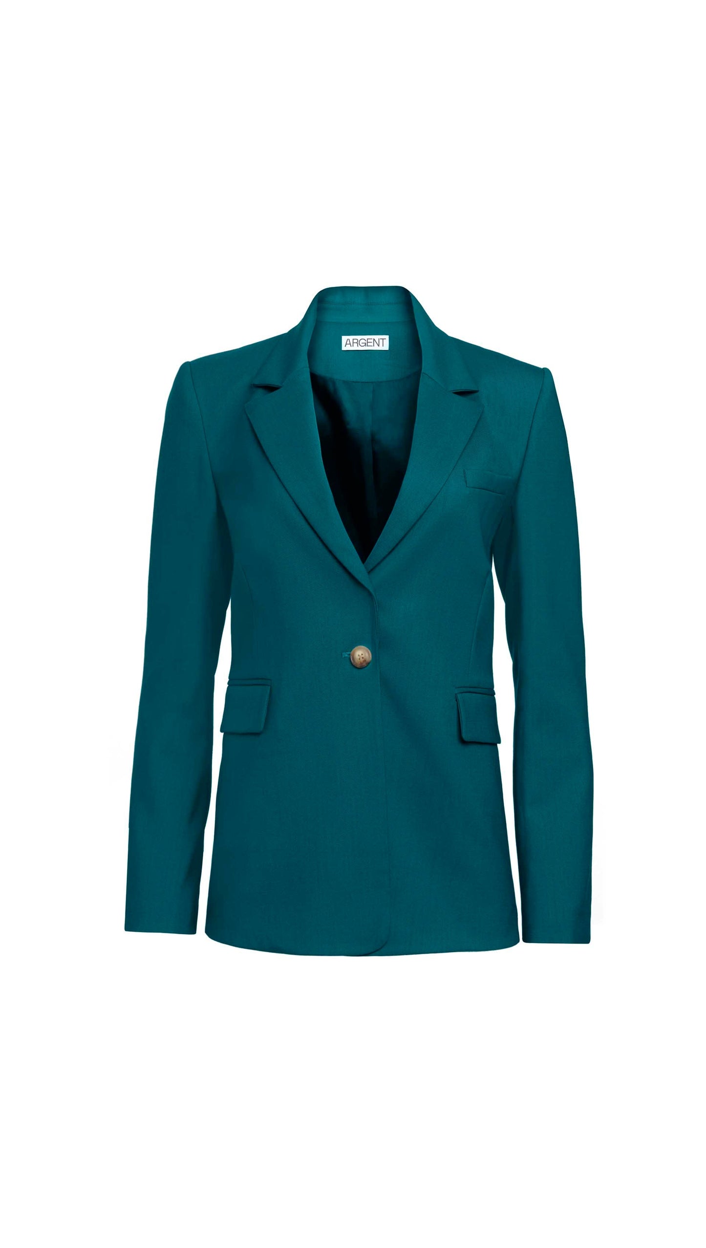 Fitted Notch Lapel Blazer in Seasonless Wool | Teal