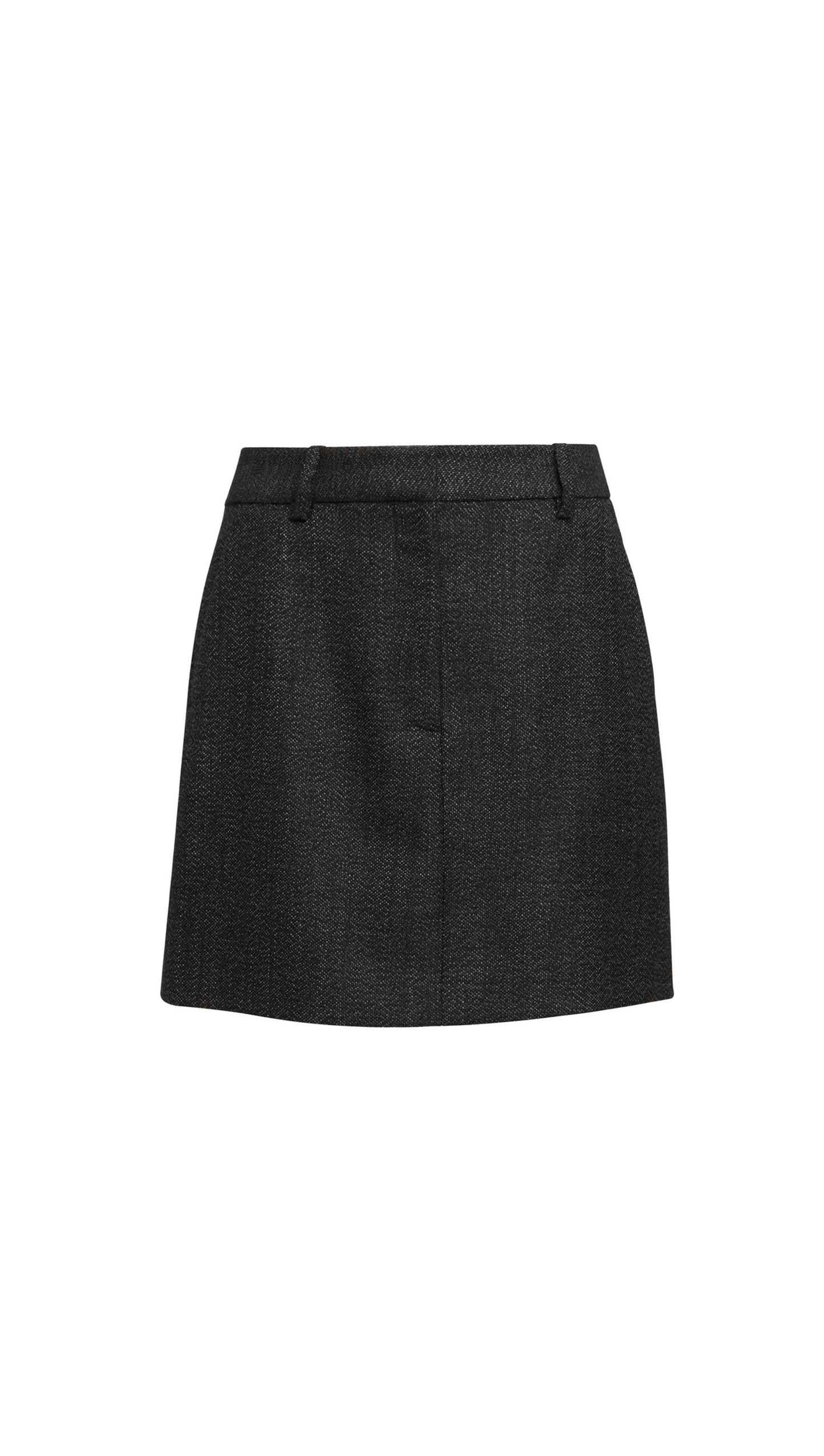 Mini Tailored Skirt in Tweed | Chocolate/Blue
