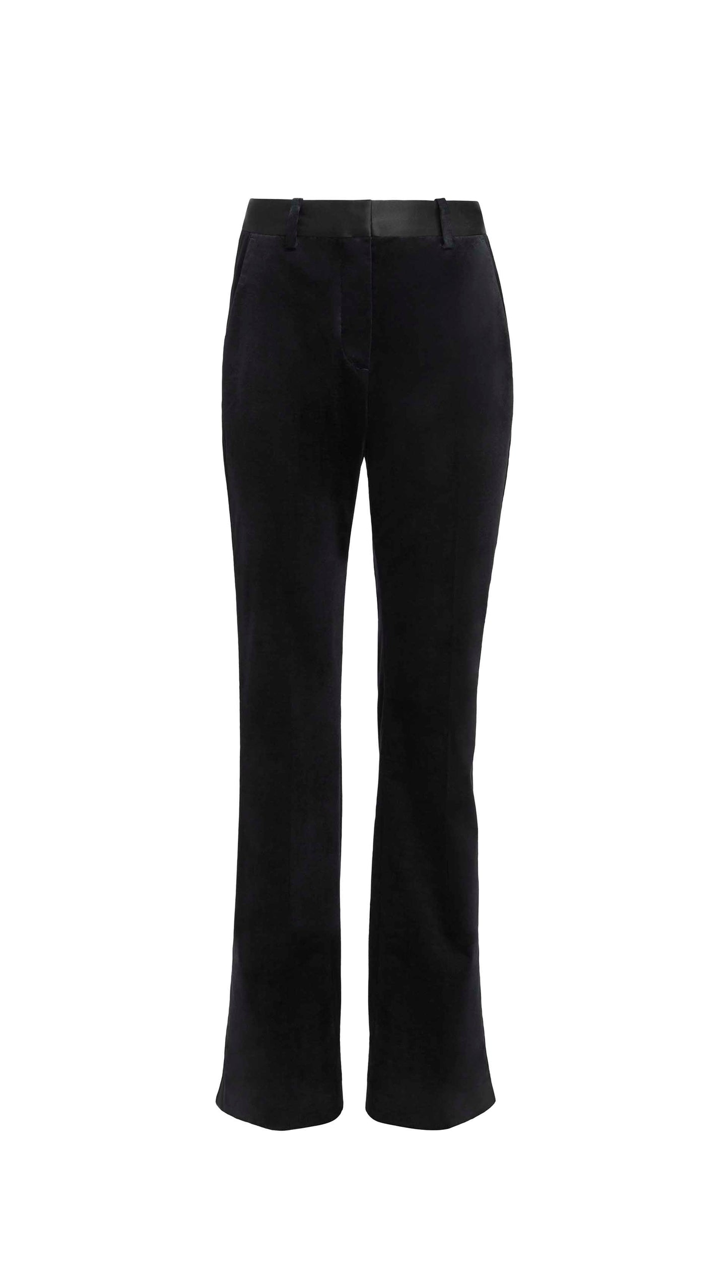 Tuxedo Trouser in Velvet w/Satin Detail | Black