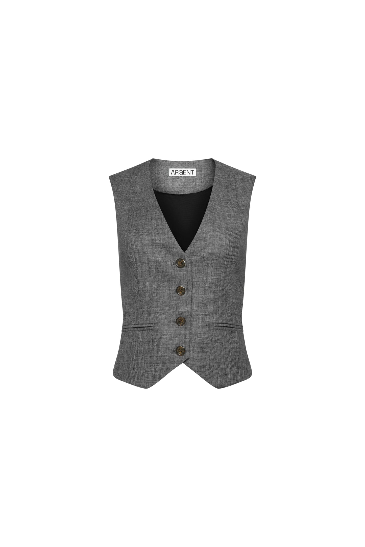 Waistcoat in Textured Wool Twill | Grey Melange