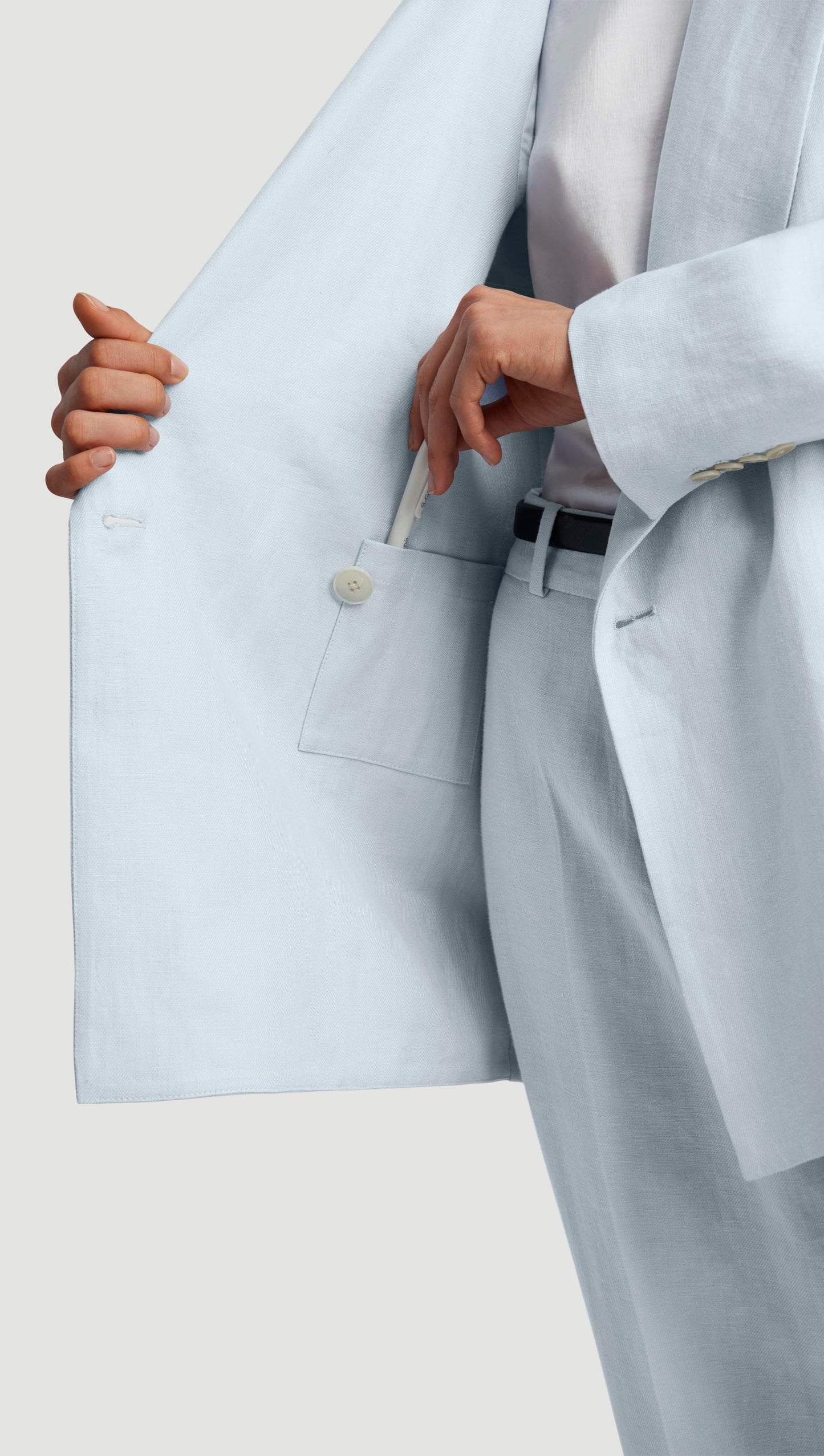 Brooklyn Blazer in Linen Twill | Glacier