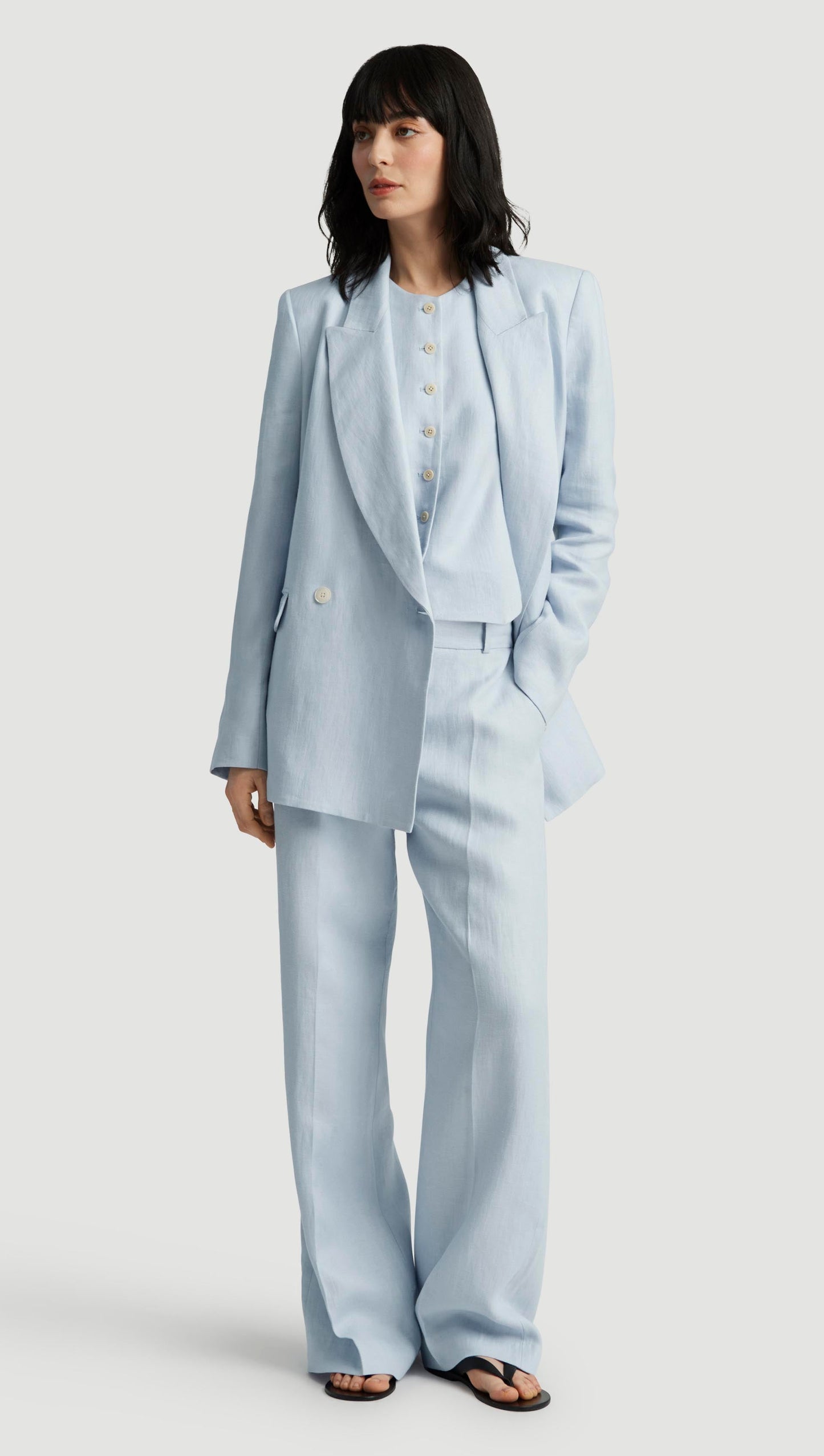 Brooklyn Blazer in Linen Twill | Glacier