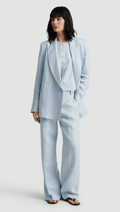 Brooklyn Blazer in Linen Twill | Glacier
