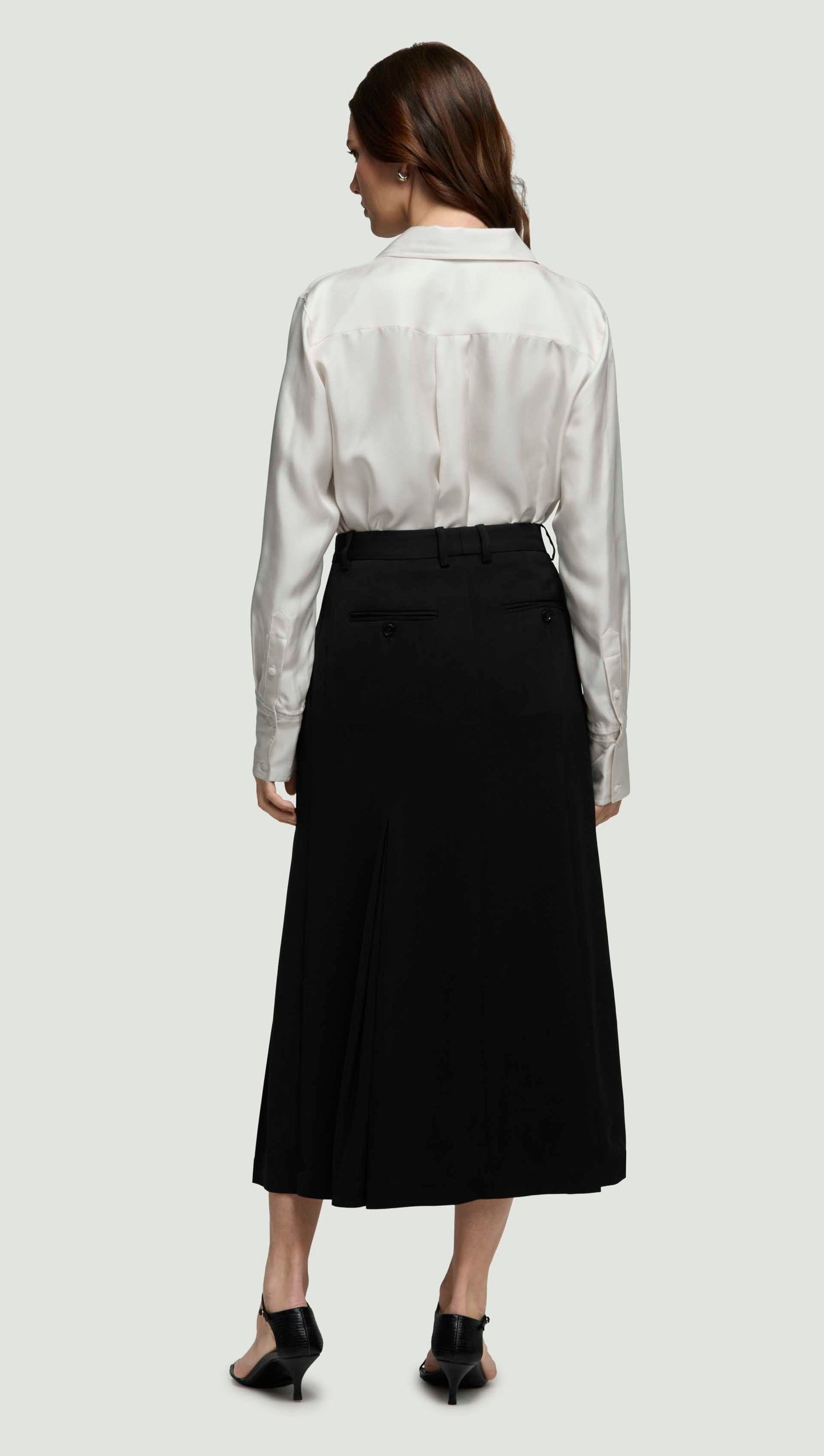 Godet Skirt in Stretch Crepe | Black