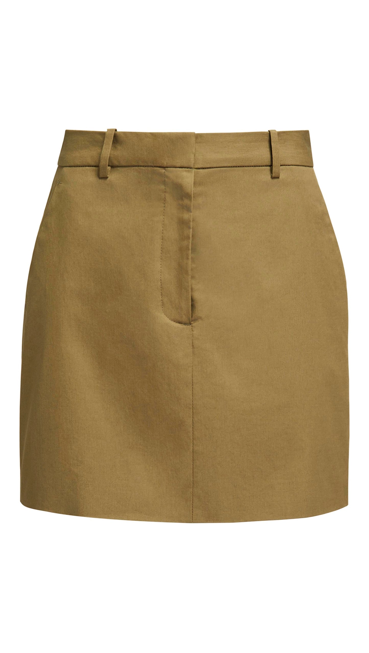 Mini Tailored Skirt in Cotton Twill | Mushroom Topstitch