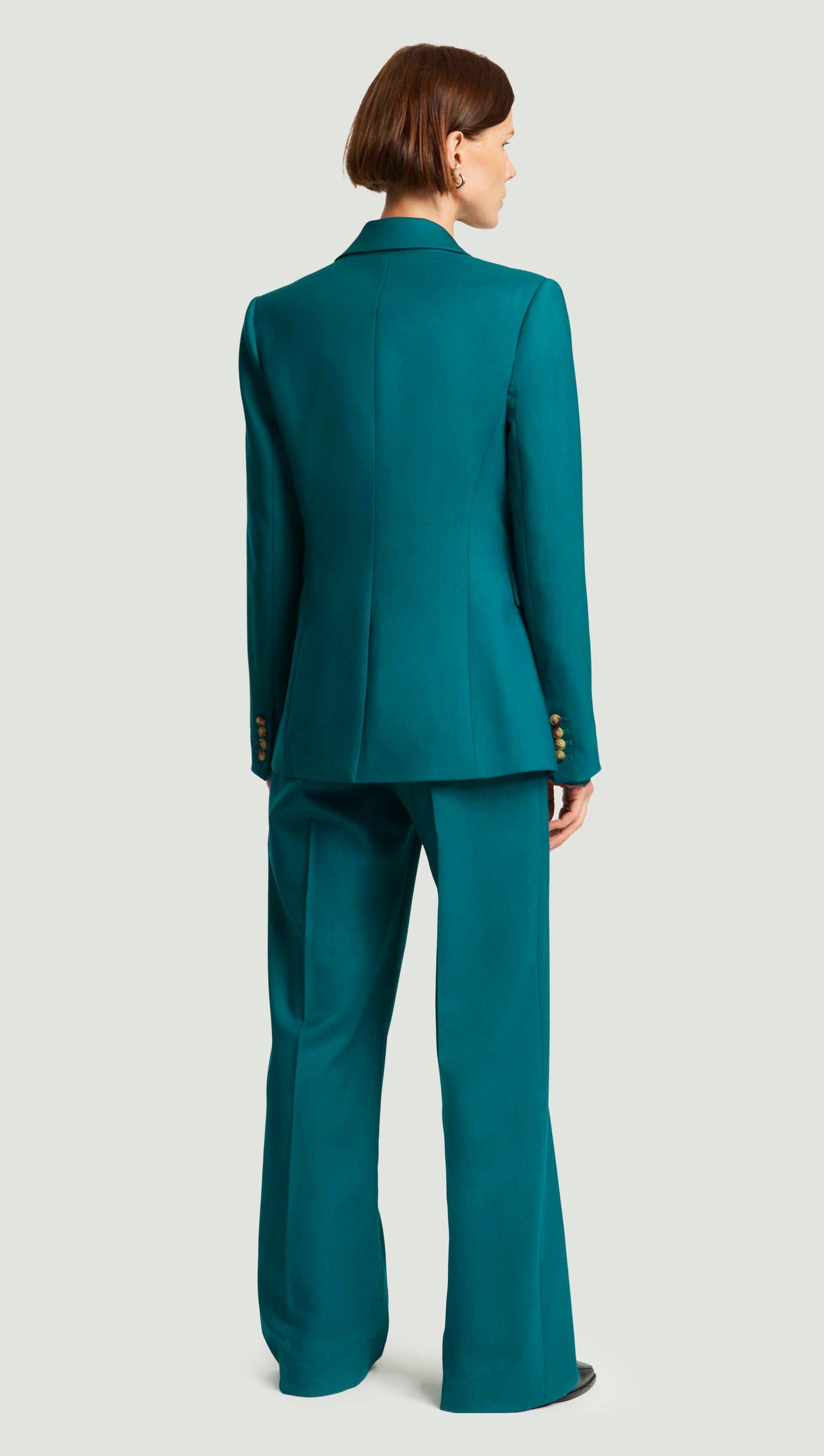Fitted Notch Lapel Blazer in Seasonless Wool | Teal