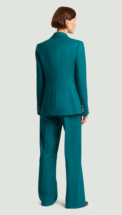 Fitted Notch Lapel Blazer in Seasonless Wool | Teal