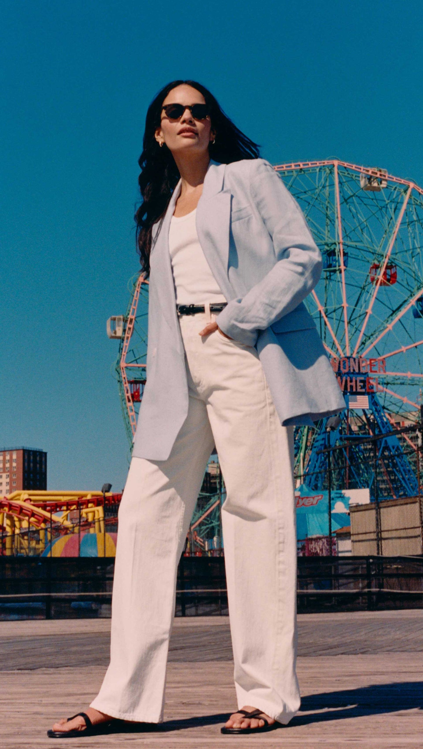 Brooklyn Blazer in Linen Twill | Glacier