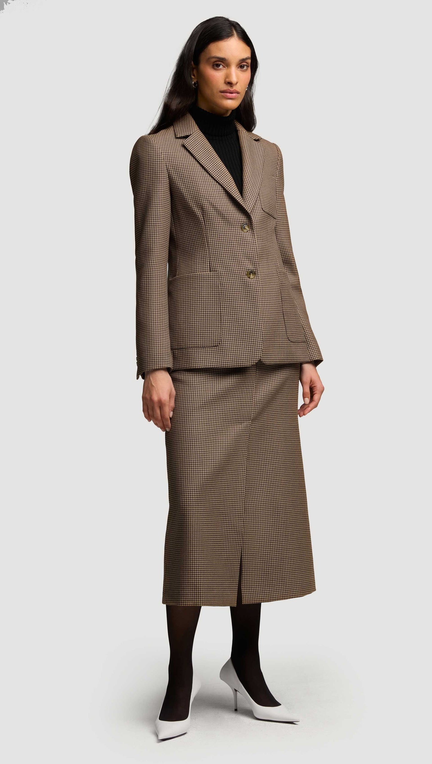 Weekend Blazer in Wool | Brown Houndstooth