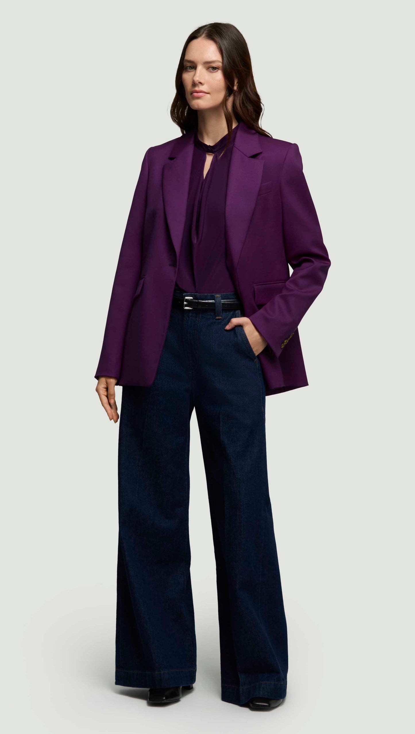 Notch Lapel Blazer in Seasonless Wool | Grape