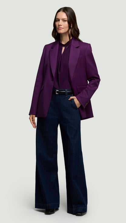 Notch Lapel Blazer in Seasonless Wool | Grape