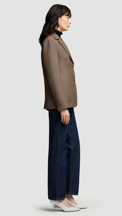 Weekend Blazer in Wool | Brown Houndstooth
