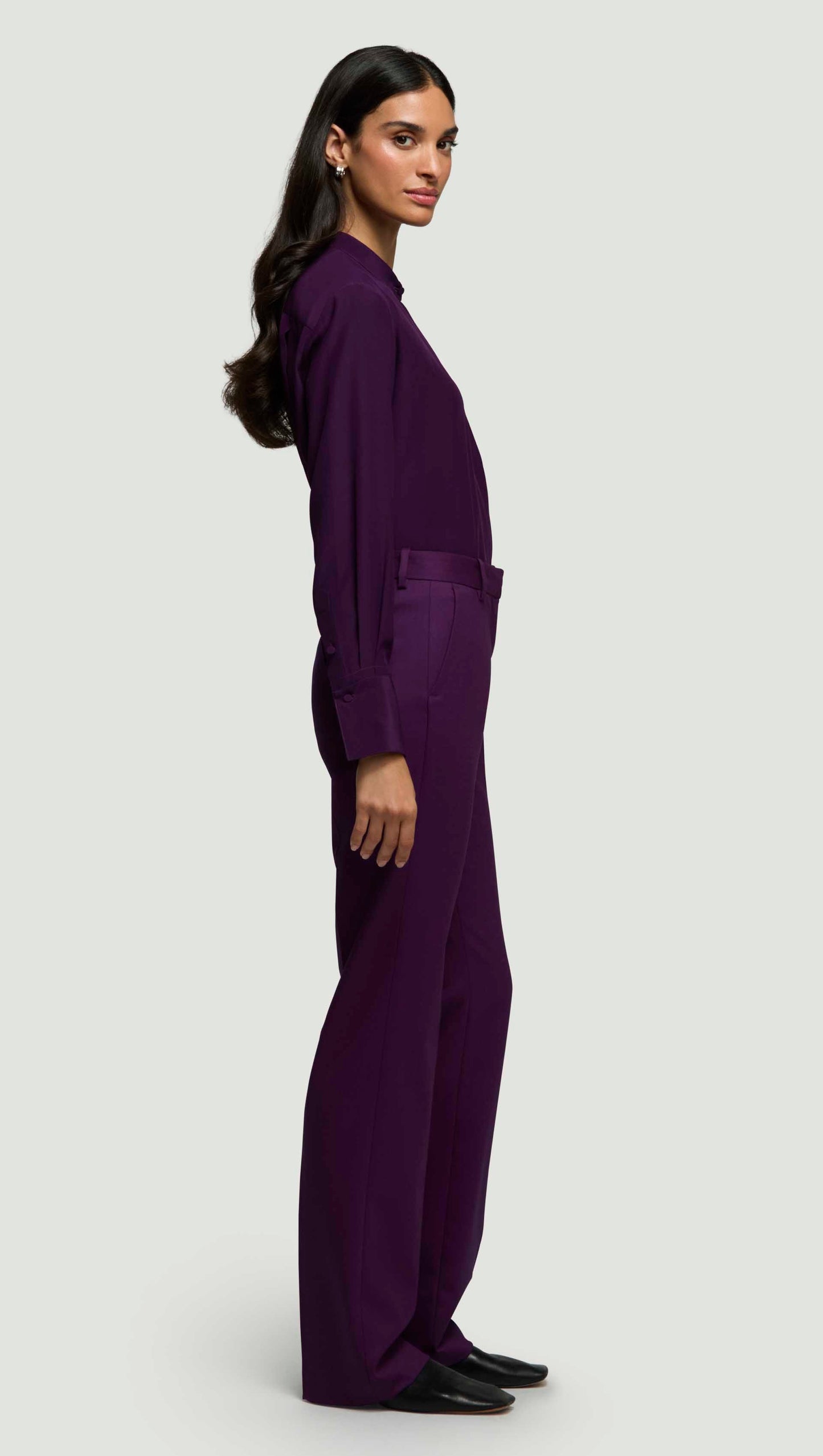 Straight Leg Trouser in Seasonless Wool | Grape