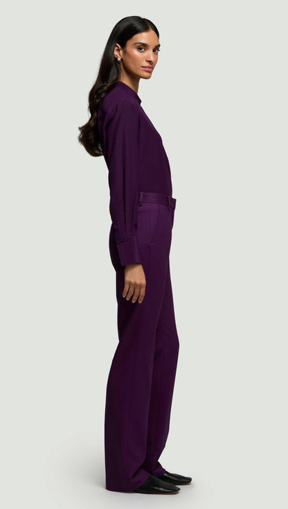 Straight Leg Trouser in Seasonless Wool | Grape