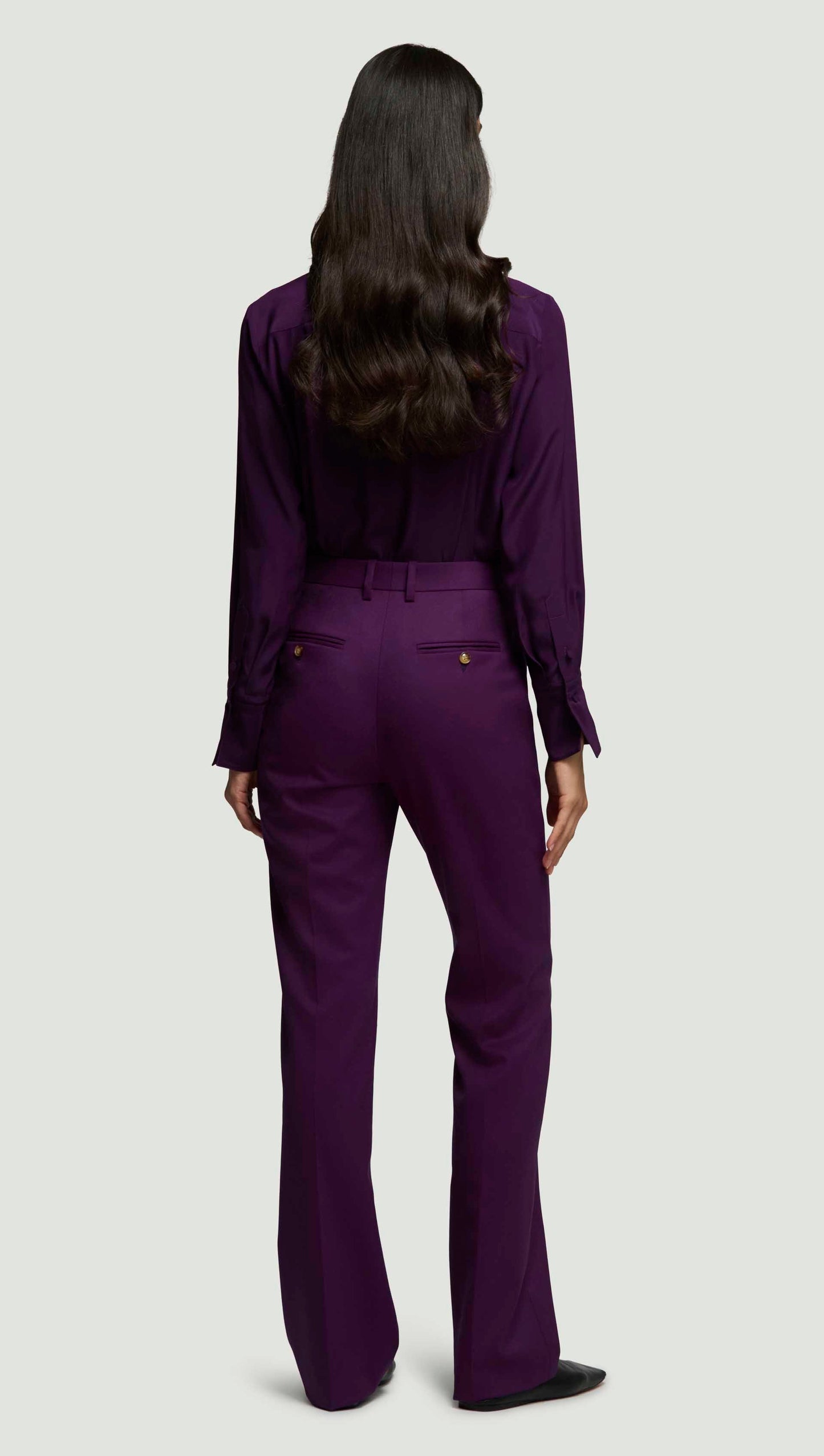 Straight Leg Trouser in Seasonless Wool | Grape