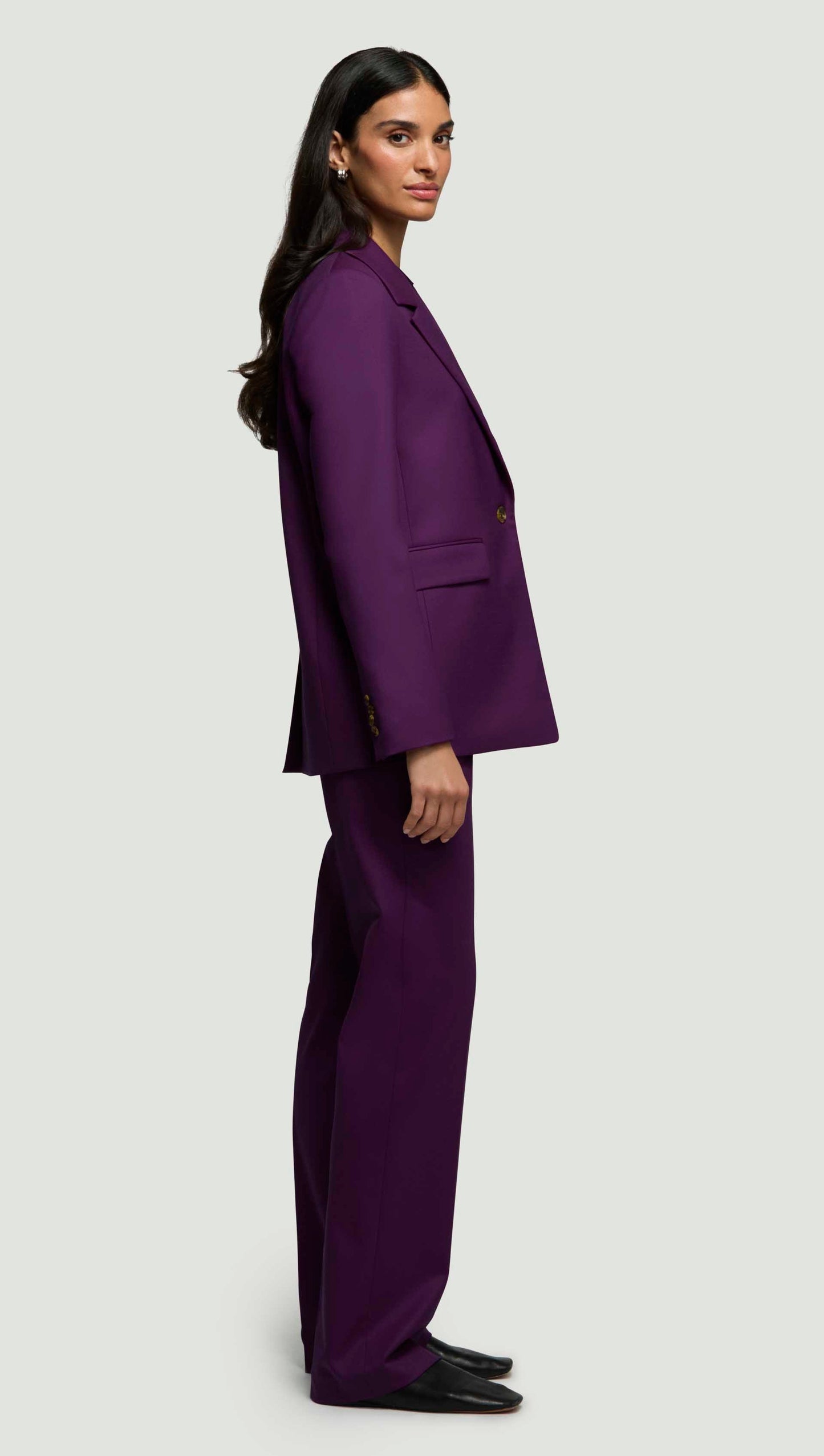 Notch Lapel Blazer in Seasonless Wool | Grape