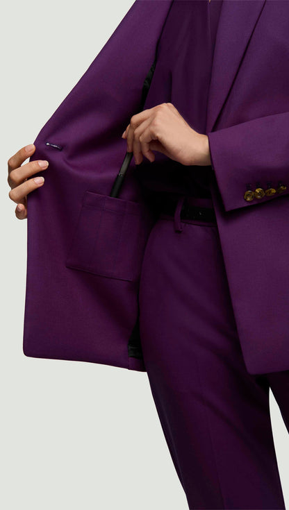 Notch Lapel Blazer in Seasonless Wool | Grape