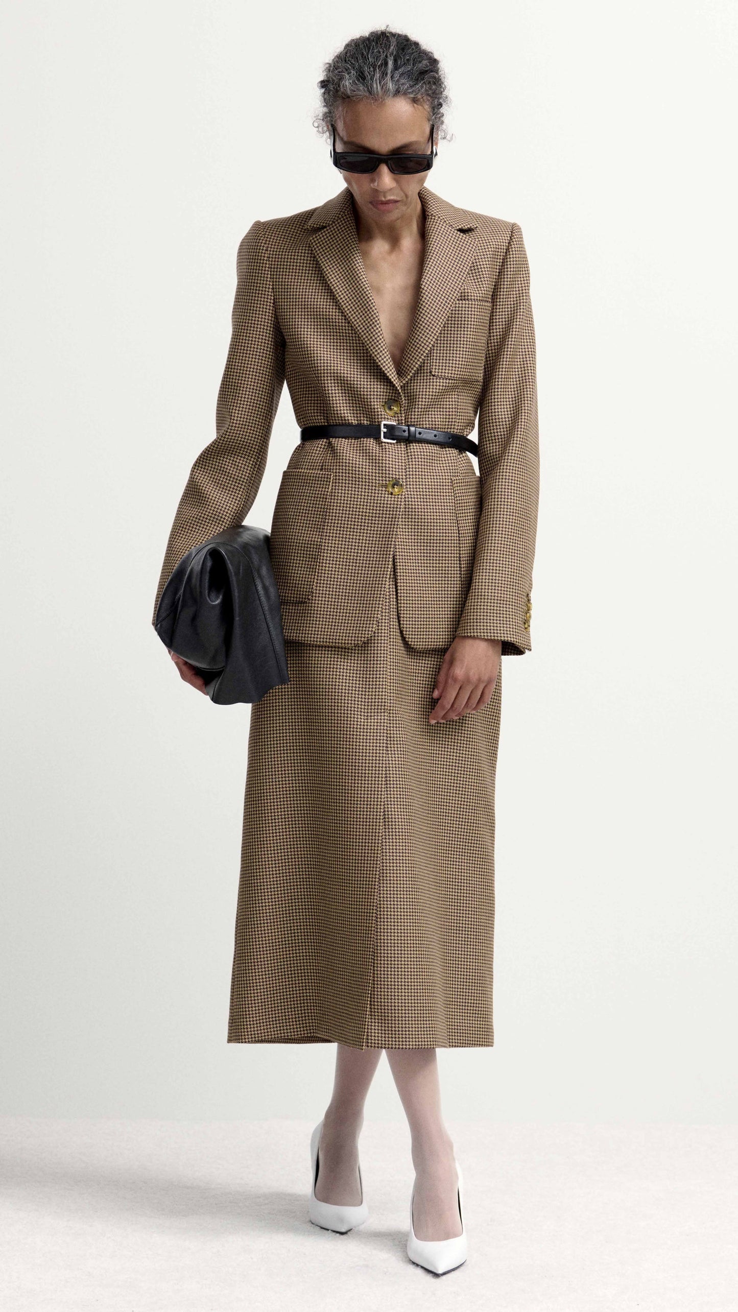 Weekend Blazer in Wool | Brown Houndstooth