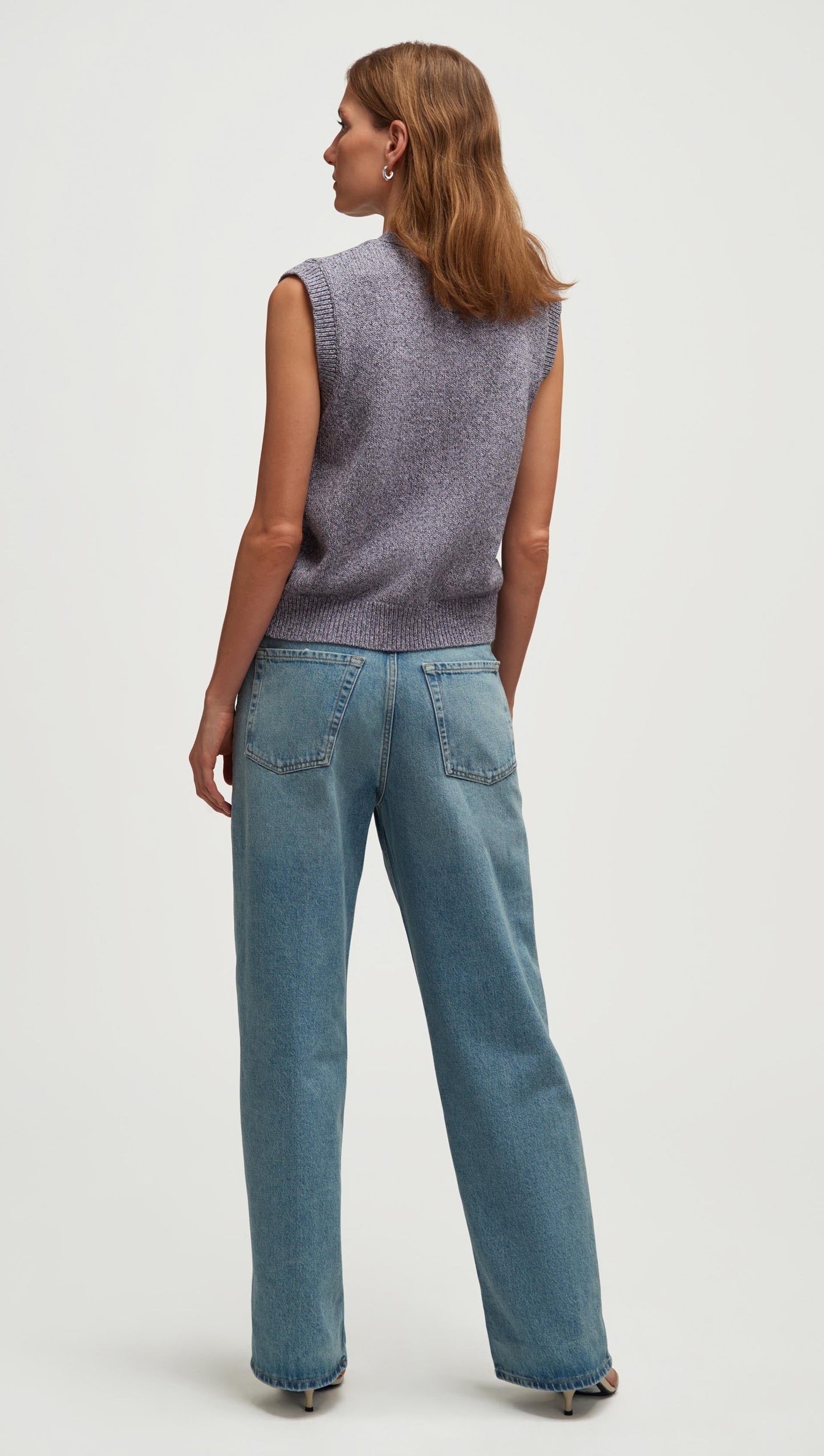 Knit Button Vest in Cotton | Purple Multi