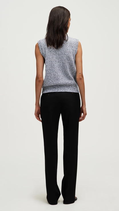 Knit Button Vest in Cotton | Black Multi
