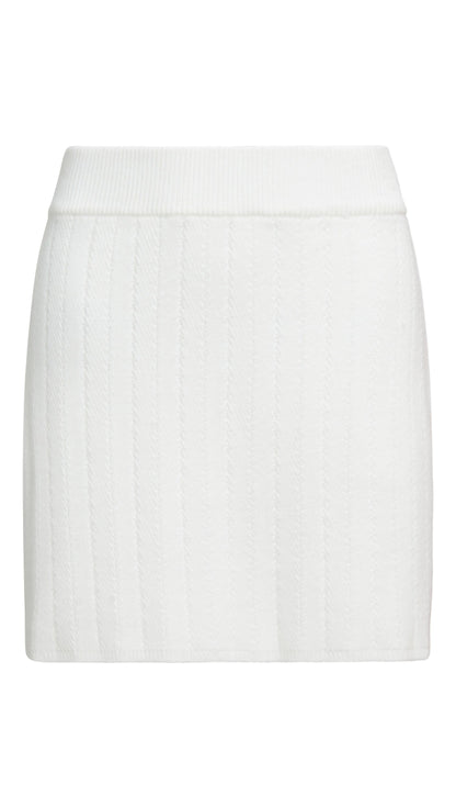Herringbone Skirt in Viscose Polyester | White