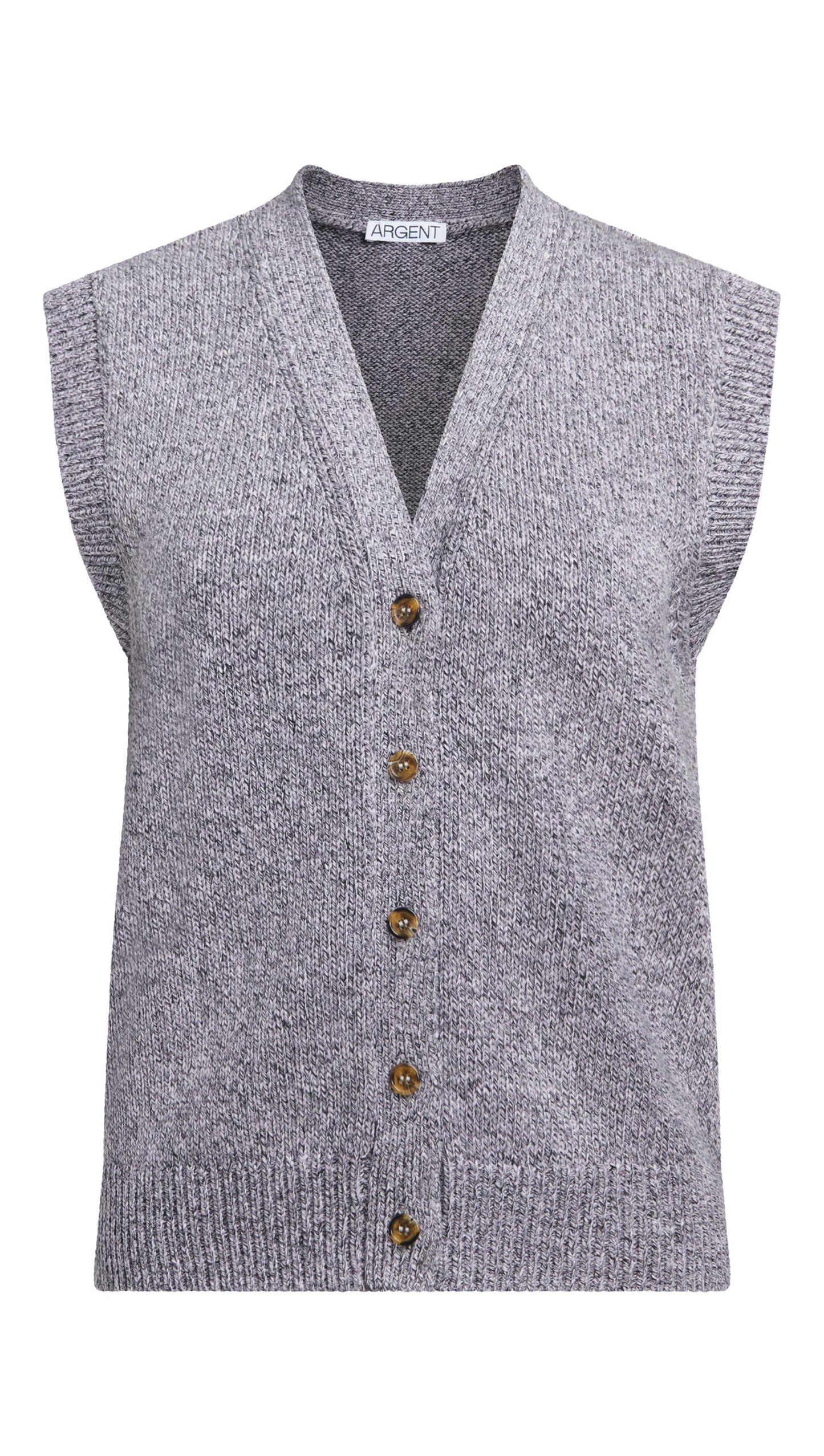 Knit Button Vest in Cotton | Purple Multi