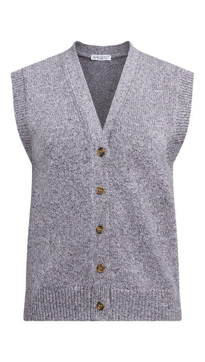Knit Button Vest in Cotton | Purple Multi