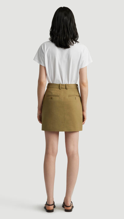 Mini Tailored Skirt in Cotton Twill | Mushroom Topstitch