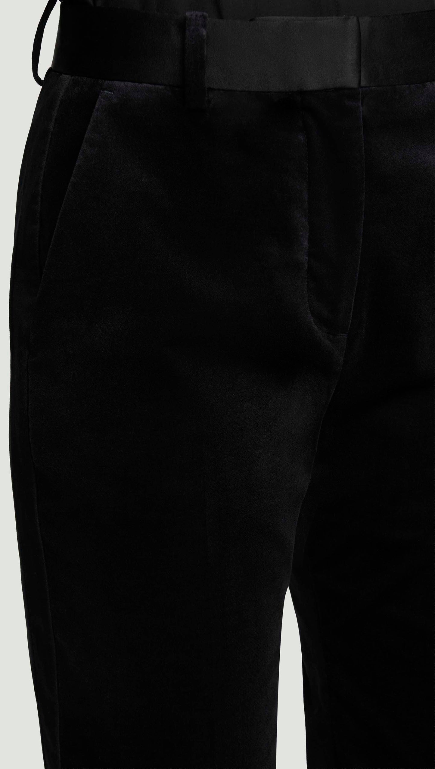 Tuxedo Trouser in Velvet w/Satin Detail | Black