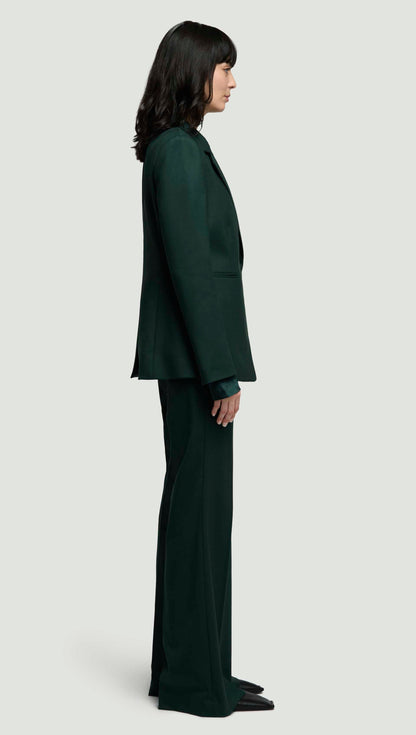 Asymmetrical Blazer in Seasonless Wool | Deep Forest