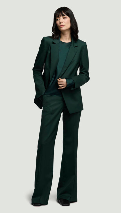 Asymmetrical Blazer in Seasonless Wool | Deep Forest