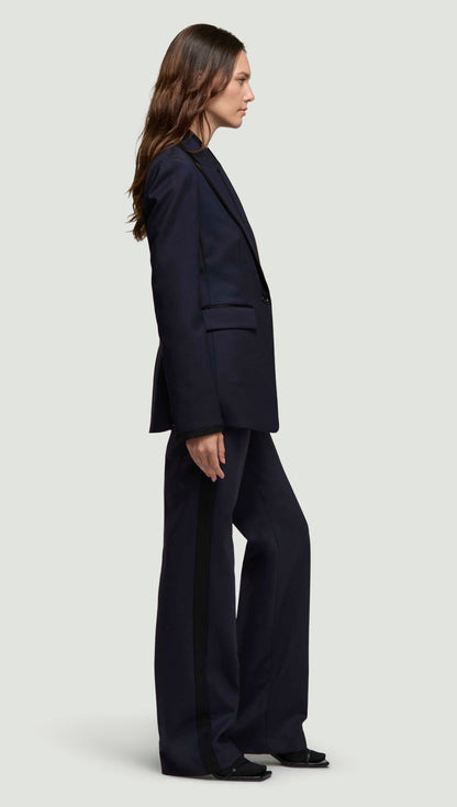 Colorblocked Sculpted Blazer in Seasonless Wool | Midnight/Black