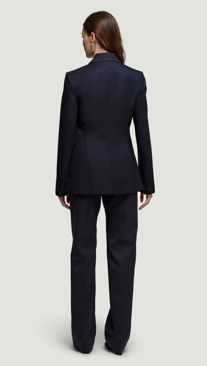 Colorblocked Sculpted Blazer in Seasonless Wool | Midnight/Black