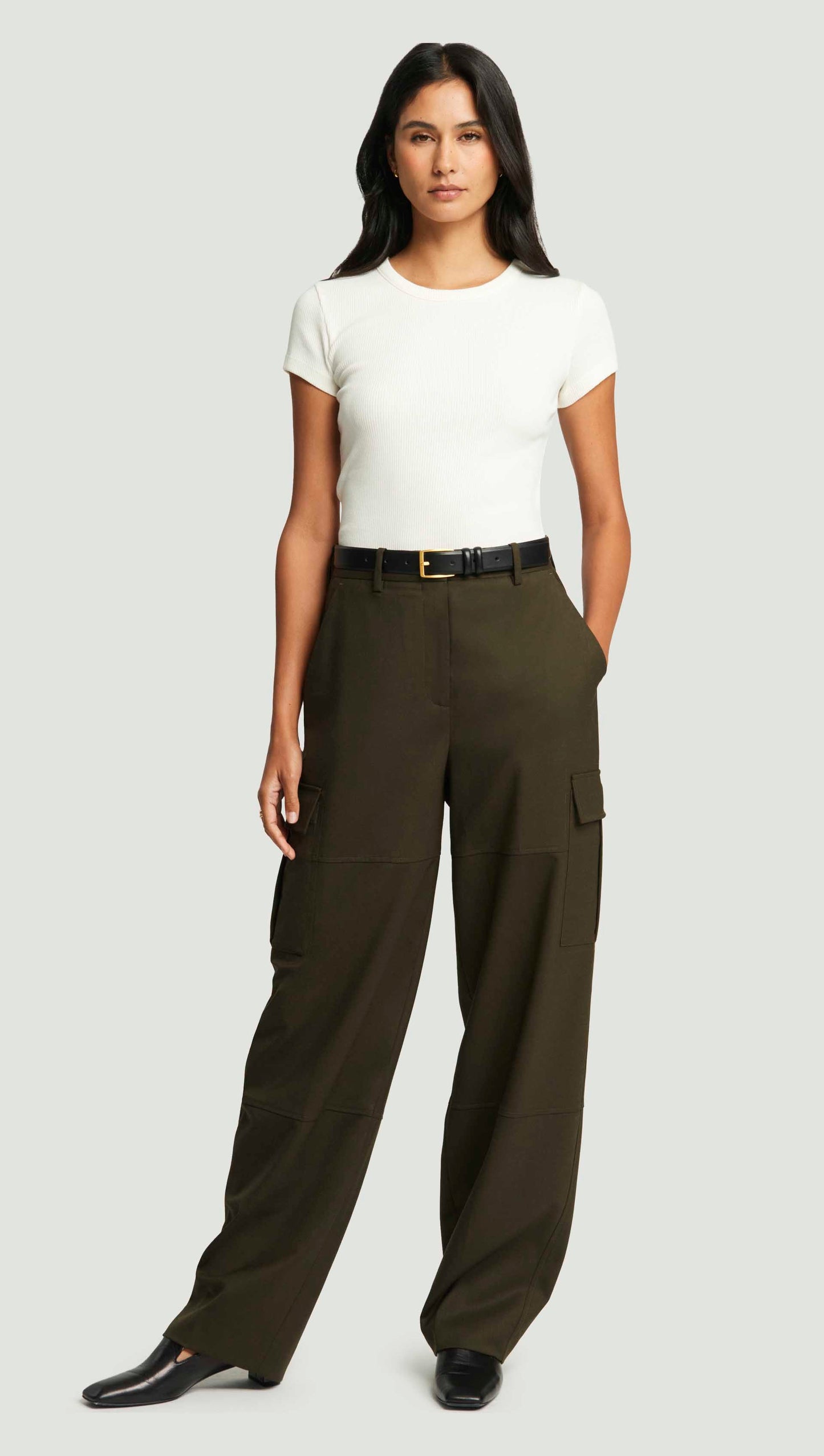 Tailored Cargo Pants in Seasonless Wool | Tobacco