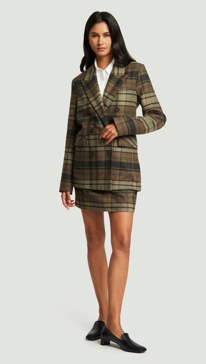 Mini Tailored Skirt in Flannel | Green Plaid