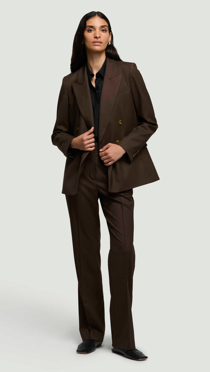 Peak Lapel Blazer in Seasonless Wool | Espresso
