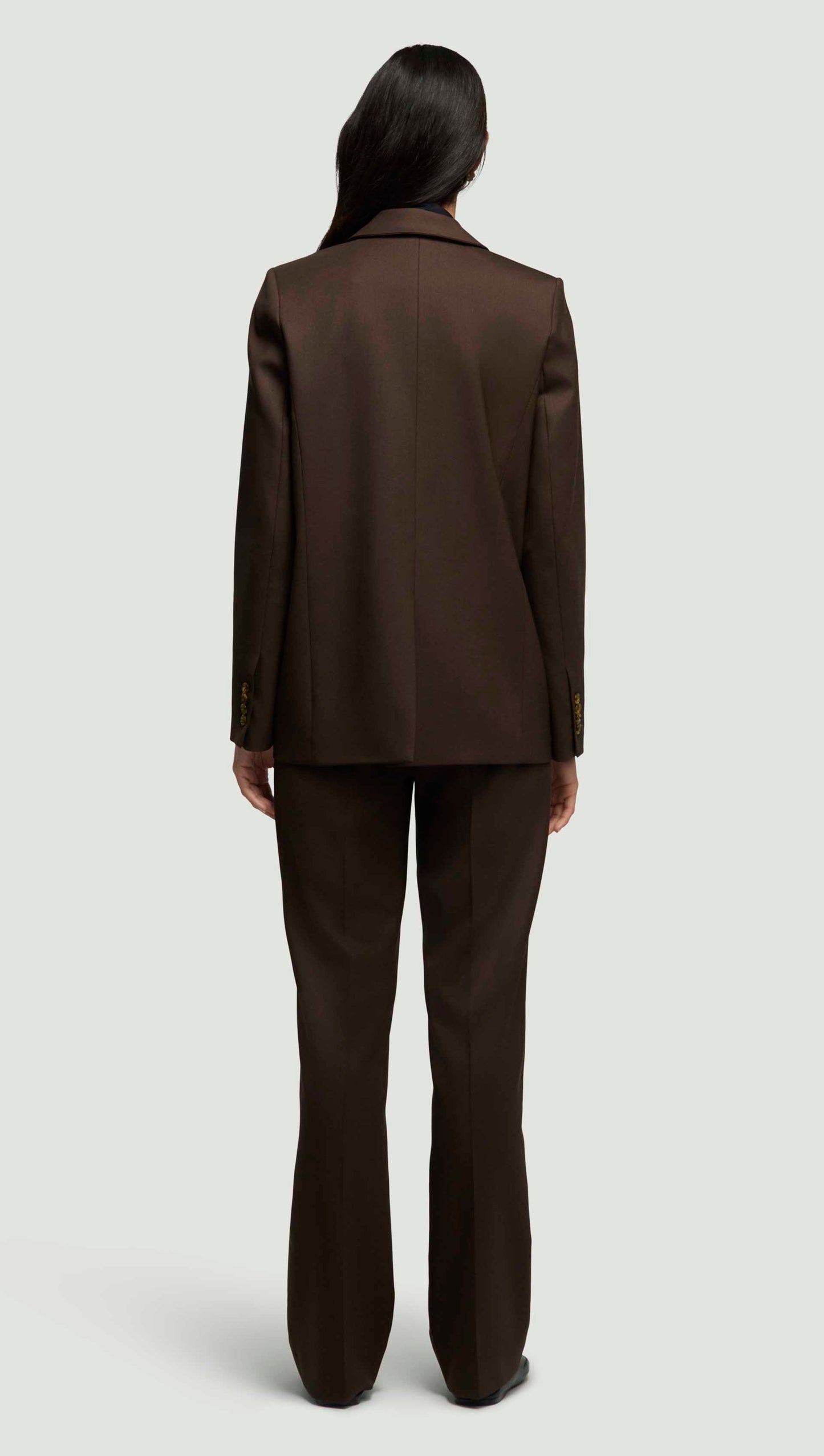 Peak Lapel Blazer in Seasonless Wool | Espresso