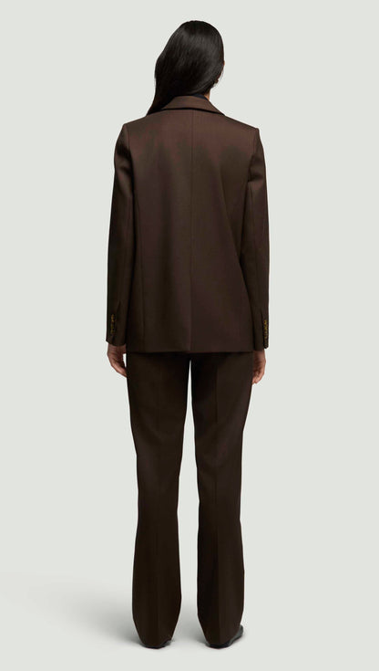 Peak Lapel Blazer in Seasonless Wool | Espresso