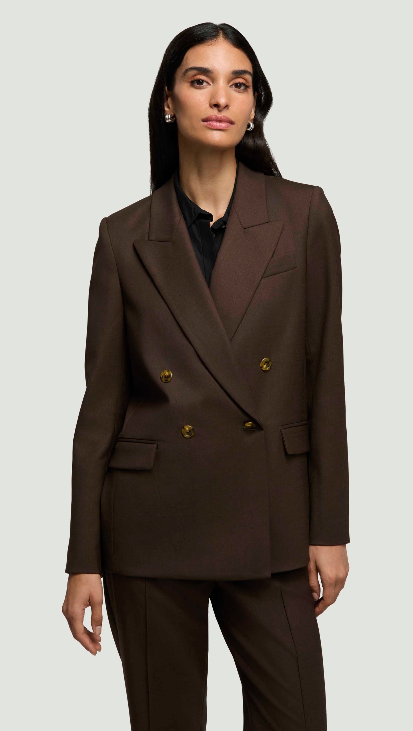 Peak Lapel Blazer in Seasonless Wool | Espresso