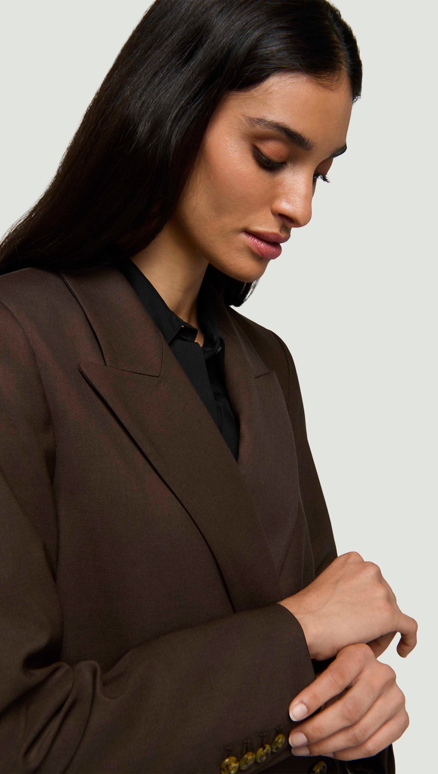 Peak Lapel Blazer in Seasonless Wool | Espresso