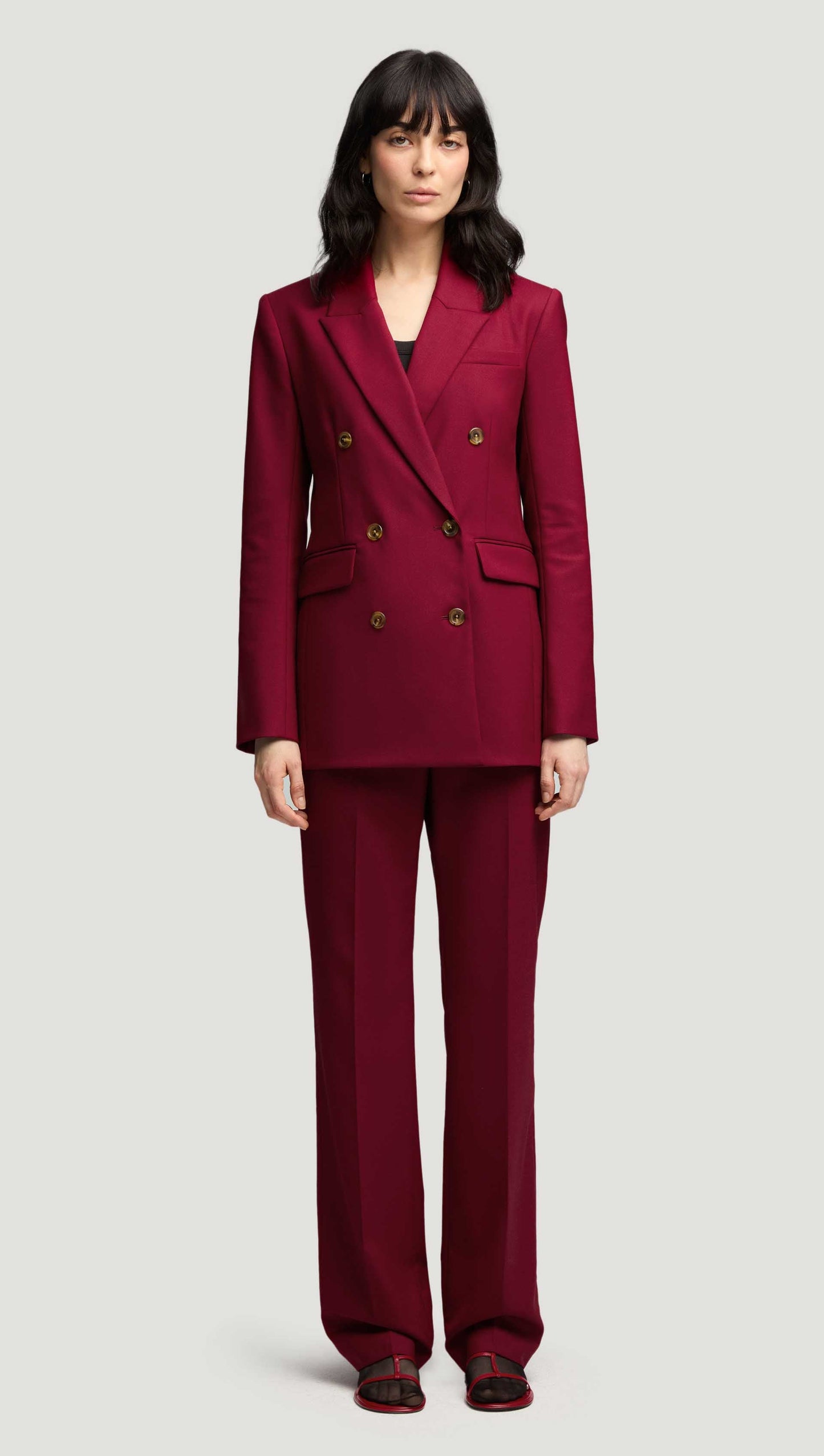 Straight Leg Trouser in Seasonless Wool | Burgundy