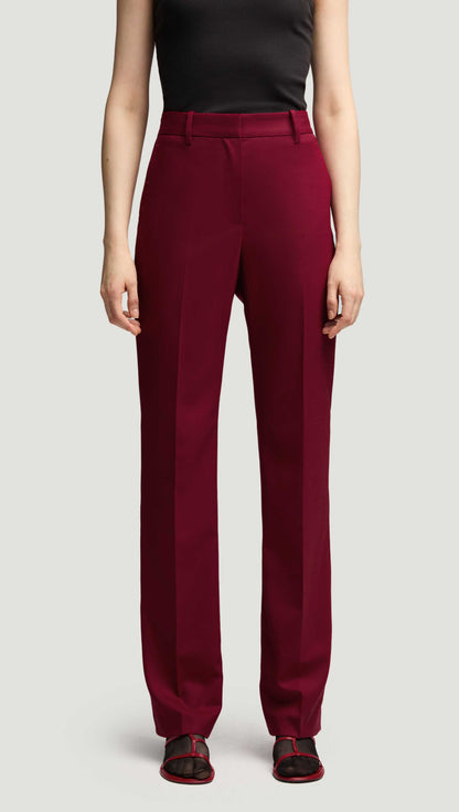 Straight Leg Trouser in Seasonless Wool | Burgundy