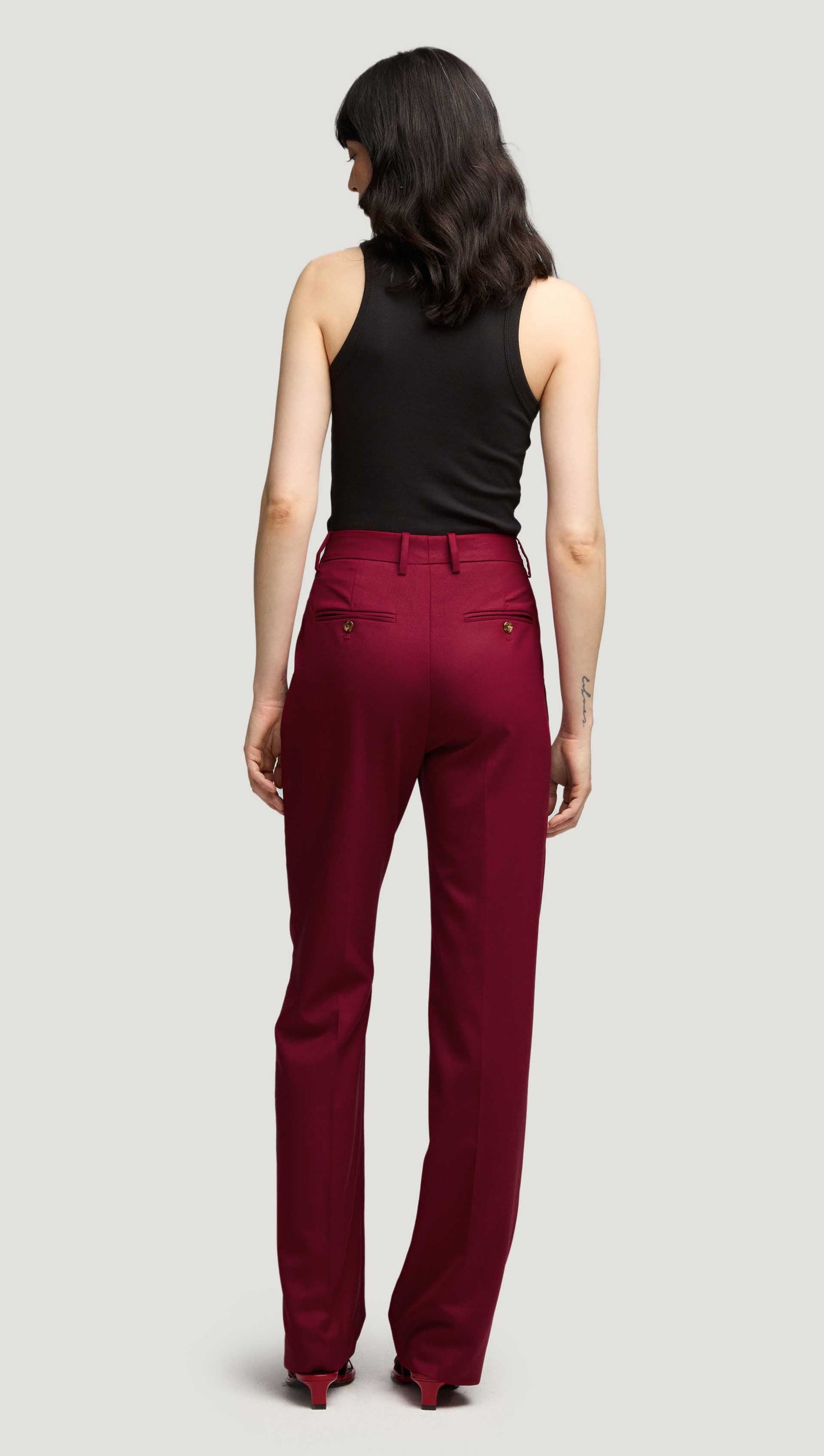 Straight Leg Trouser in Seasonless Wool | Burgundy