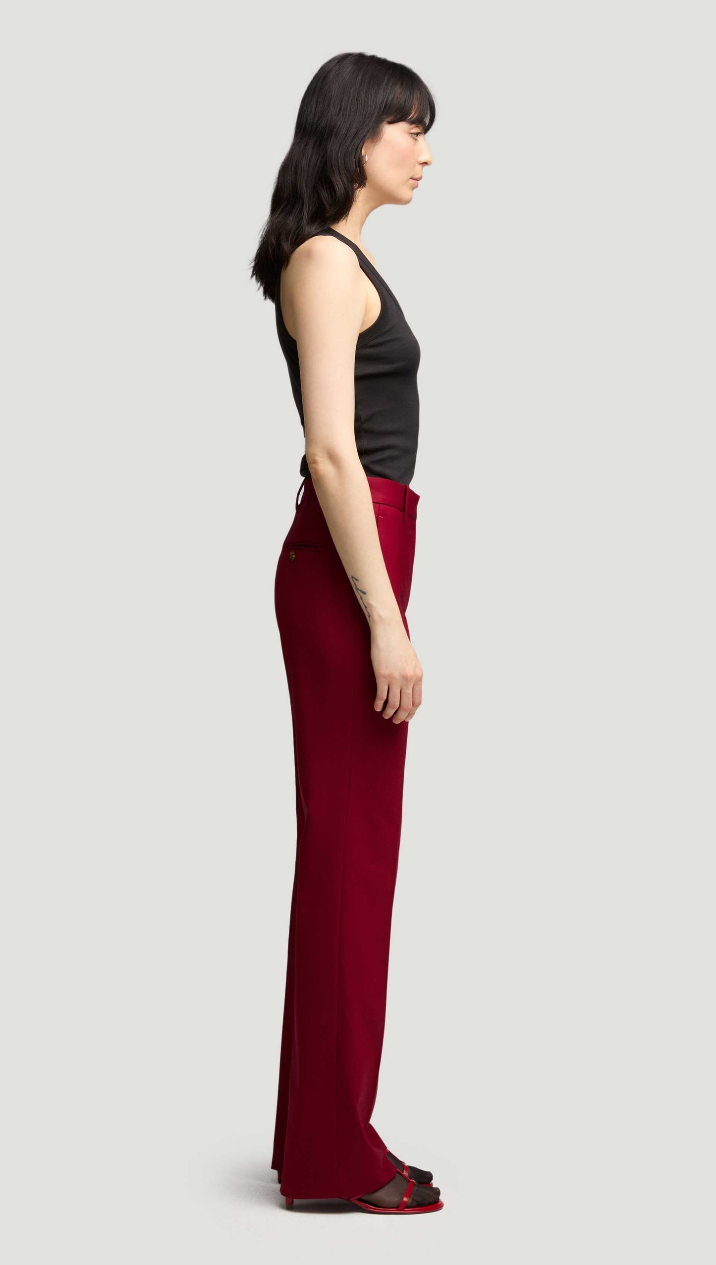 Straight Leg Trouser in Seasonless Wool | Burgundy