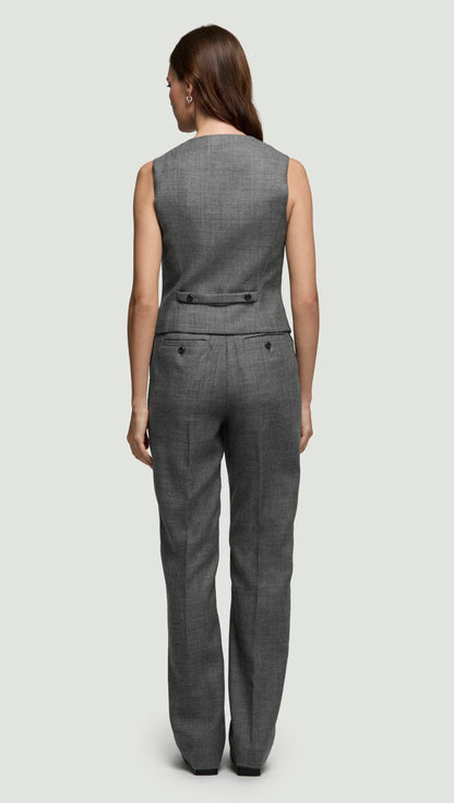 Waistcoat in Textured Wool Twill | Grey Melange