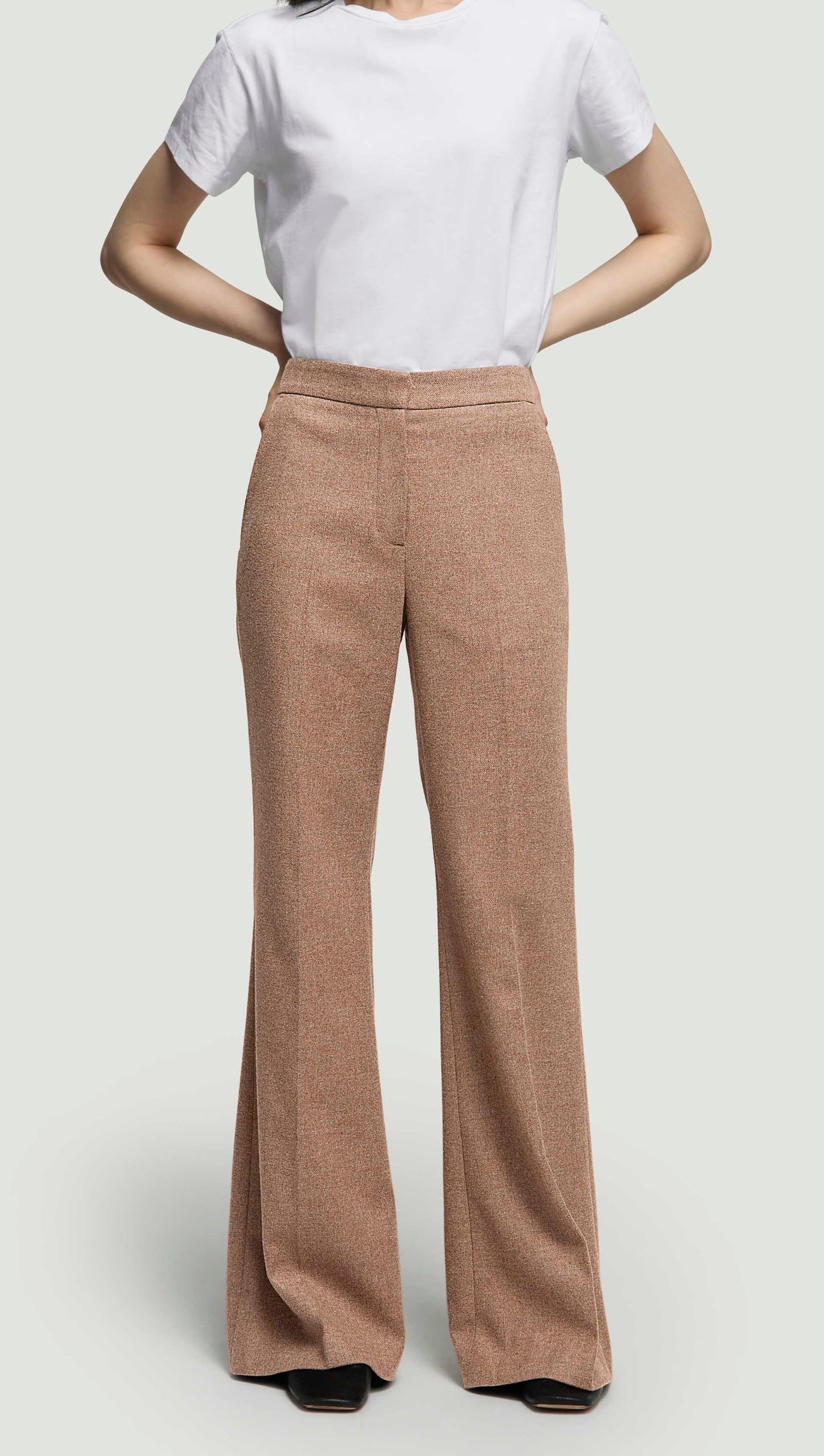Tailored Flare Trouser in Double-Faced Wool | Oat